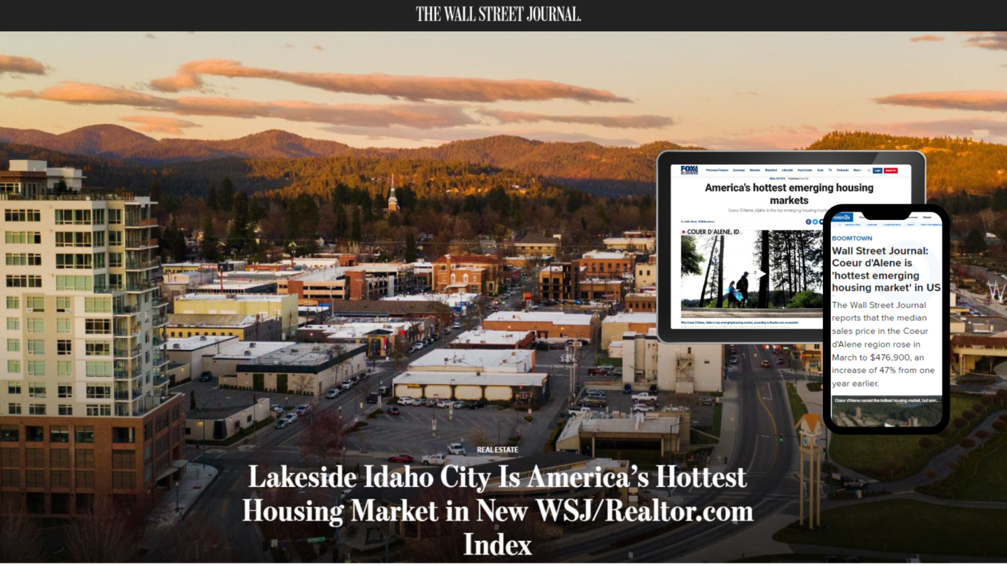 WSJ Article - WSJ/Realty.com name Coeur d'Alene, Spokane hottest cities in the US.